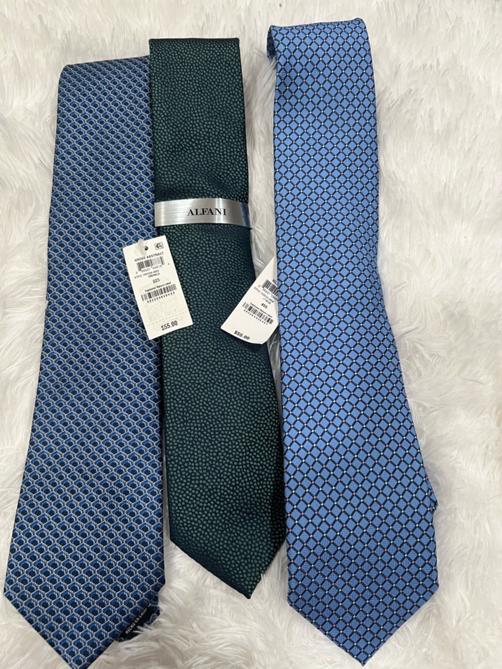 Alfani & Assorted Men's Tie Set — Blue and Green Patterns